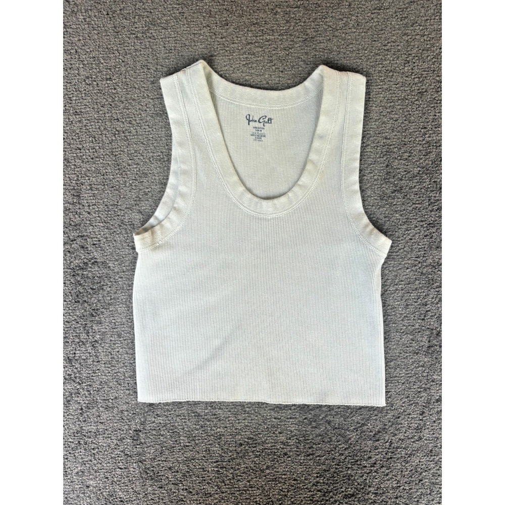 John Galt Tank Sweater Women's Ivory 100% Cotton Deep Neck Sleeveless Pullover
